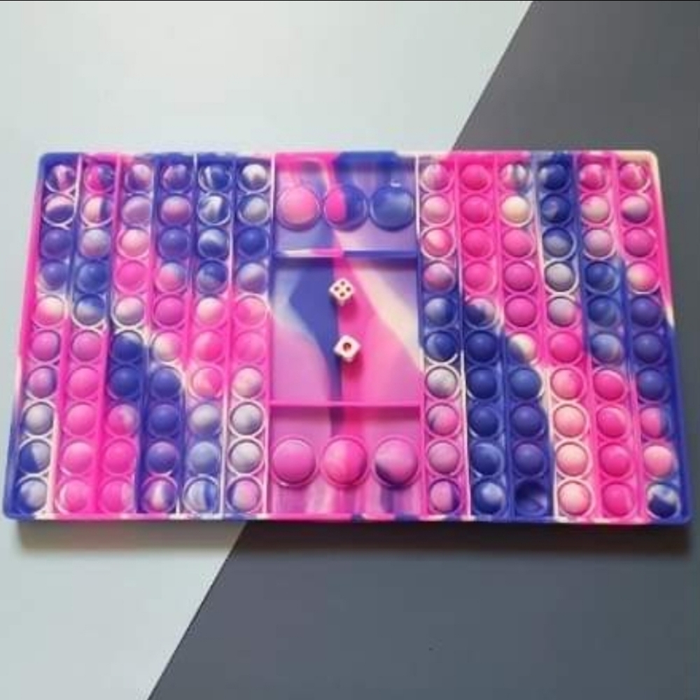 Large Fidget Game Board with dice Pink Blue